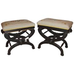 Rare Pair of Victorian Adjustable Piano Benches 5
