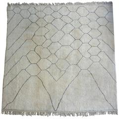 Large Soft Ivory Square Beni Ouarain Carpet