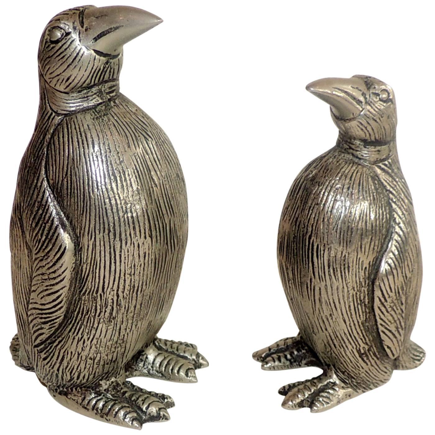 Wonderful Vintage Gucci Italy Set Silver Plated Penguin Salt and Pepper Shakers