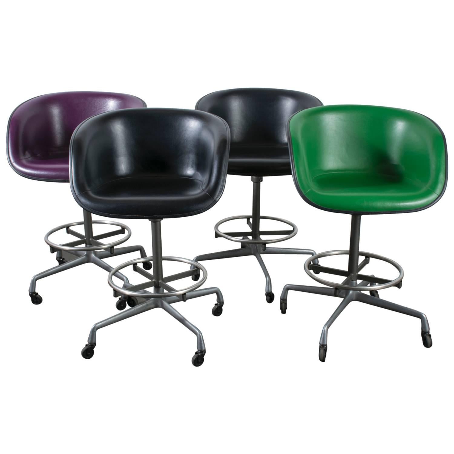 Set of Four Mid-Century Stools with La Fonda Seats by Charles and Ray Eames
