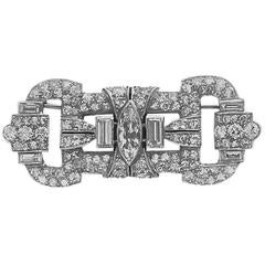 Art Deco Platinum Diamond Plaque Pin Brooch, circa 1930