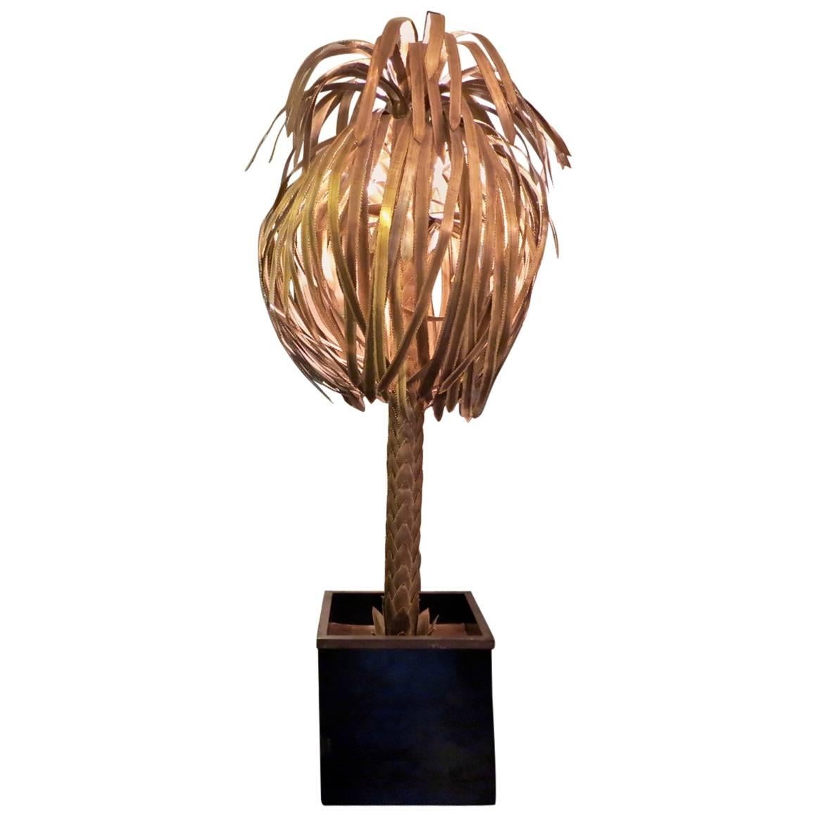 Brass Palm Tree Floor Lamp by Maison Jansen