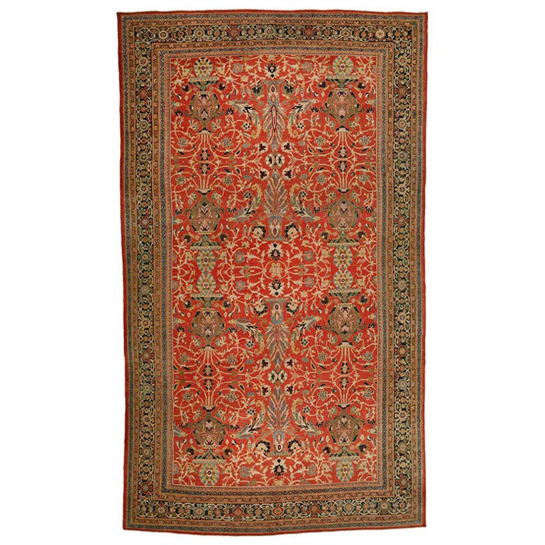 Zabihi Collection Rich Antique Ziegler Sultanabad Oversize Rug For Sale