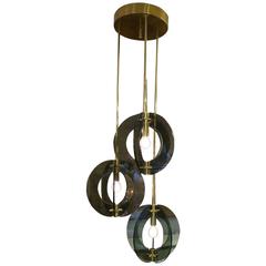 Italian Brass and Glass Pendant