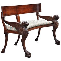 Rare 19th Century Walnut Klismos Bench