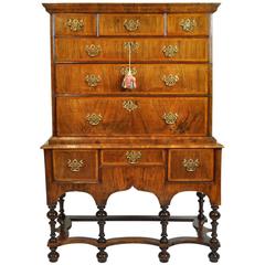 18th Century English William and Mary Style Walnut High Chest