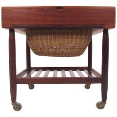 Mid-Century Danish Teak Sewing Basket by Vitre of Denmark