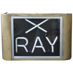 Vintage X-Ray Neon Sign in Metal Case
