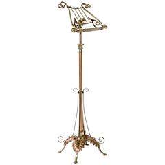 Antique Brass and Copper Height Adjustable Music Stand by W.A.S. Benson