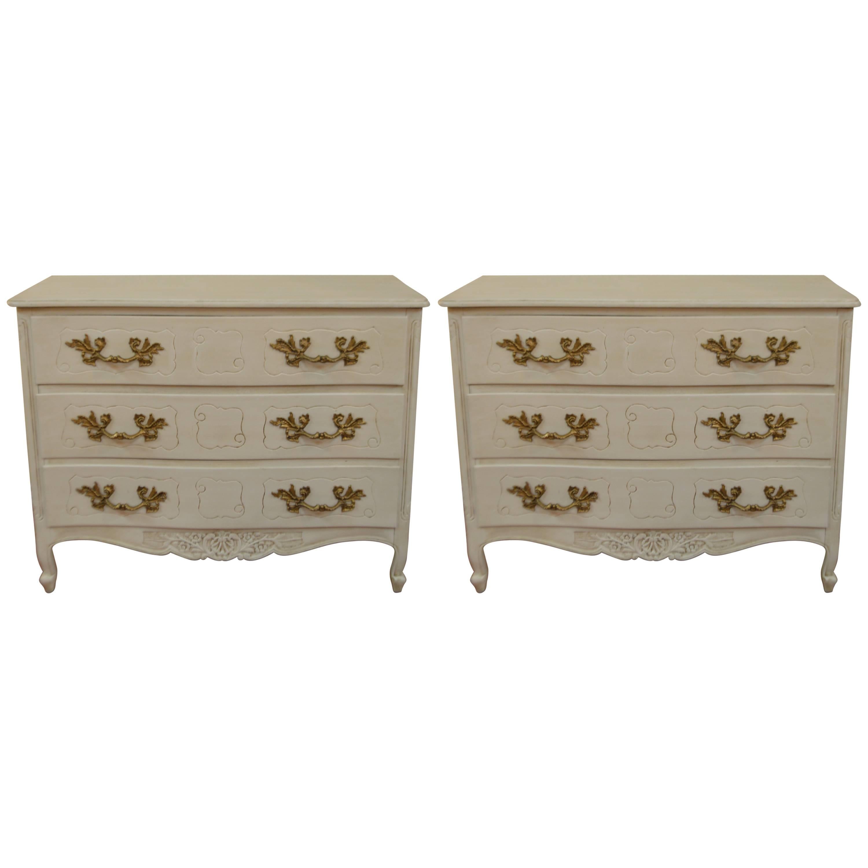 Pair of Louis XV Style Painted Commodes