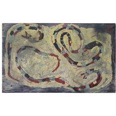 Retro Painting of Snakes by Outsider Artist Clyde Jones