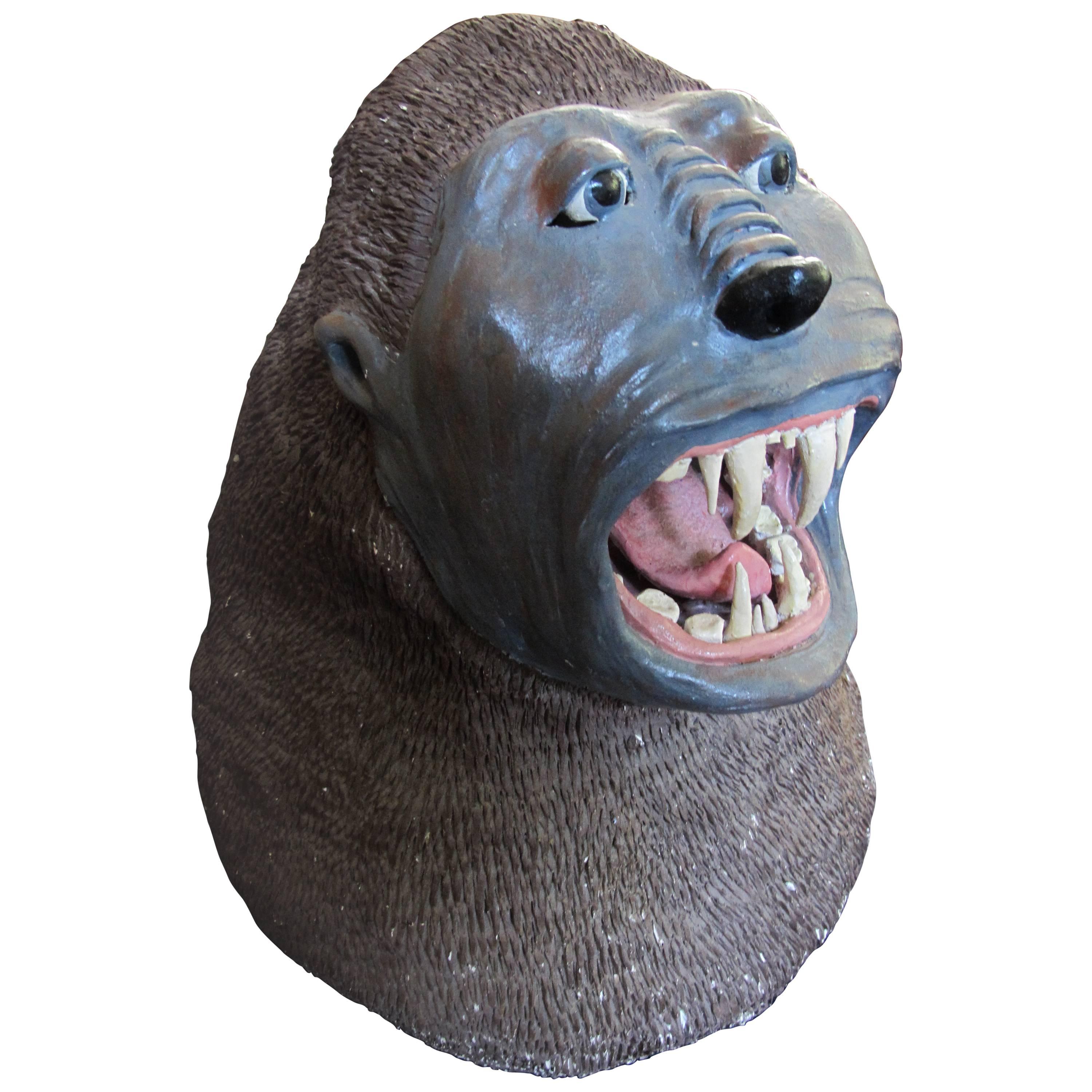 Ceramic Gorilla Head from a Carnival Arcade