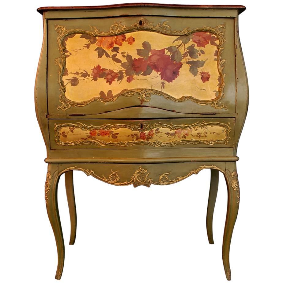 Beautiful French 19th Century Hand-Painted Secretary Desk For Sale