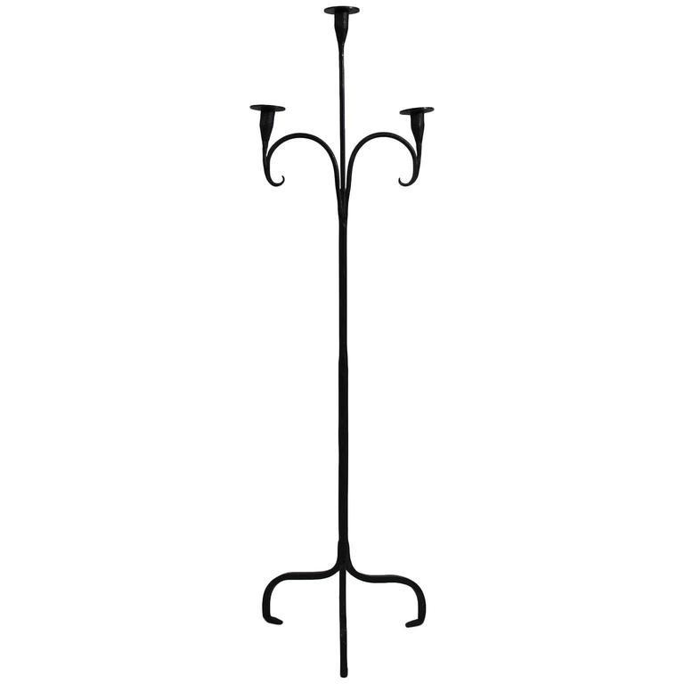 Rancho Monterey Wrought Iron Standing Candelabra For Sale at 1stdibs