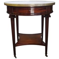 Round Marble-Top Mahogany Table