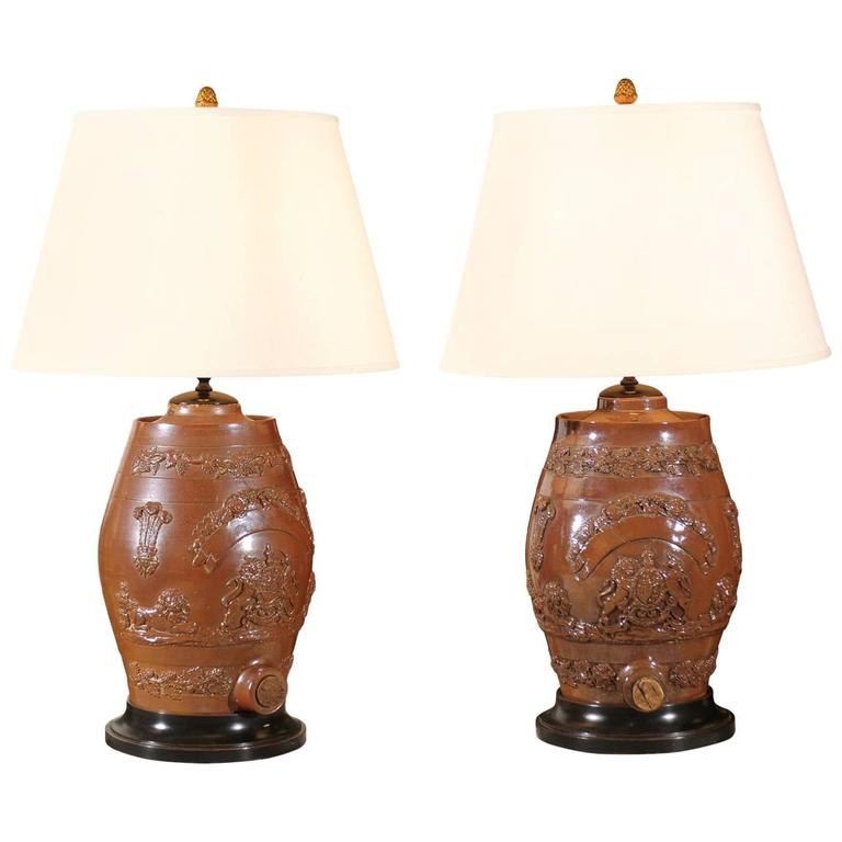 Pair of English Salt Glazed Water Filter Lamps at 1stdibs
