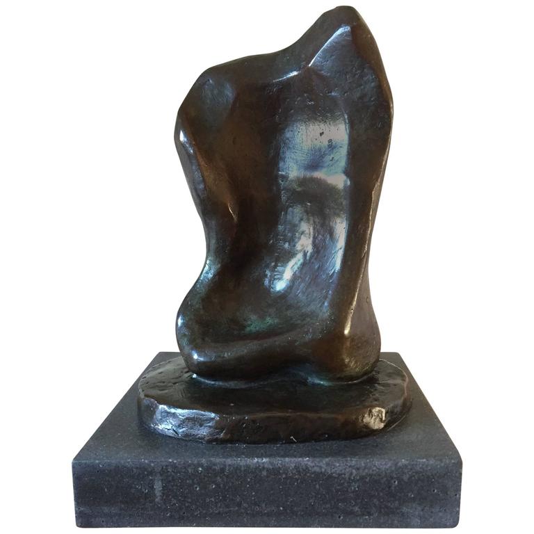 Patinated bronze torso bust American artist Annette Rowdon in Henry Moore Style For Sale