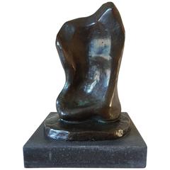 Patinated bronze torso bust American artist Annette Rowdon in Henry Moore Style