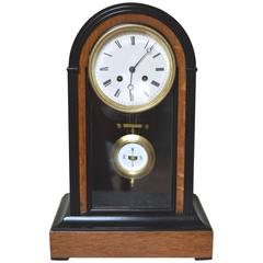 French Oak and Ebonized Mantel Clock