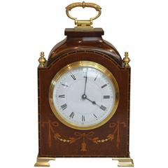 Edwardian Mahogany and Inlay Timepiece Mantel Clock