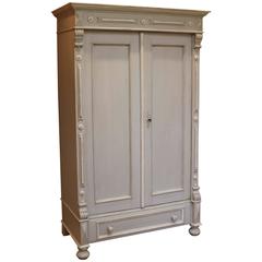 Antique Late 19th Century Continental Painted Two-Door Wardrobe