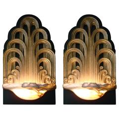 Pair of Art Deco Fountain Sconces Wall Lights Theater Lamps, circa 1930