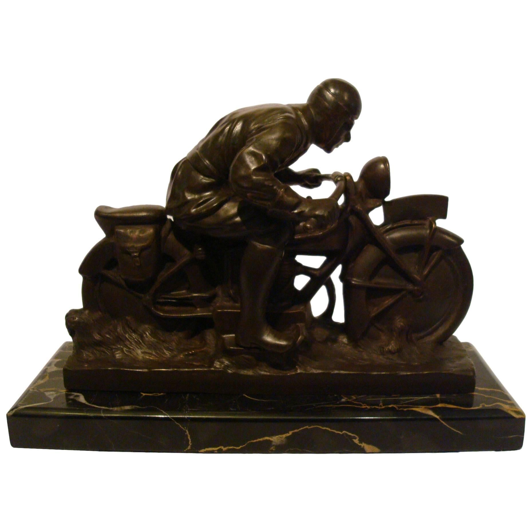 Motorcycle Bronze with Driver Desk Piece