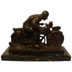 Motorcycle Bronze with Driver Desk Piece 8