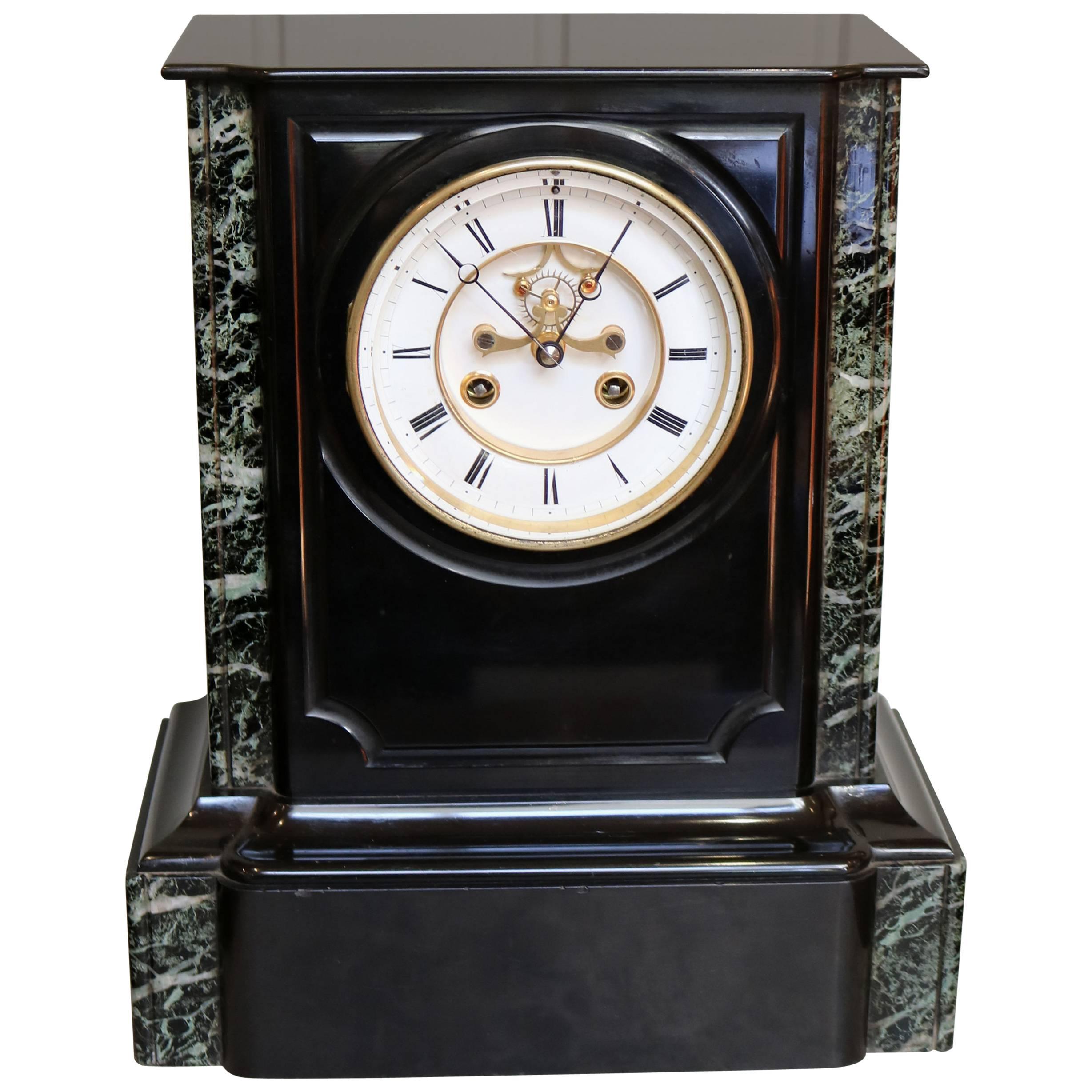 Mid-19th Century Polished Slate Mantel Clock