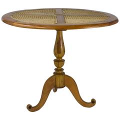 Early 20th Century Colonial Solid Satinwood Table with Caned Top, Sri Lanka 6