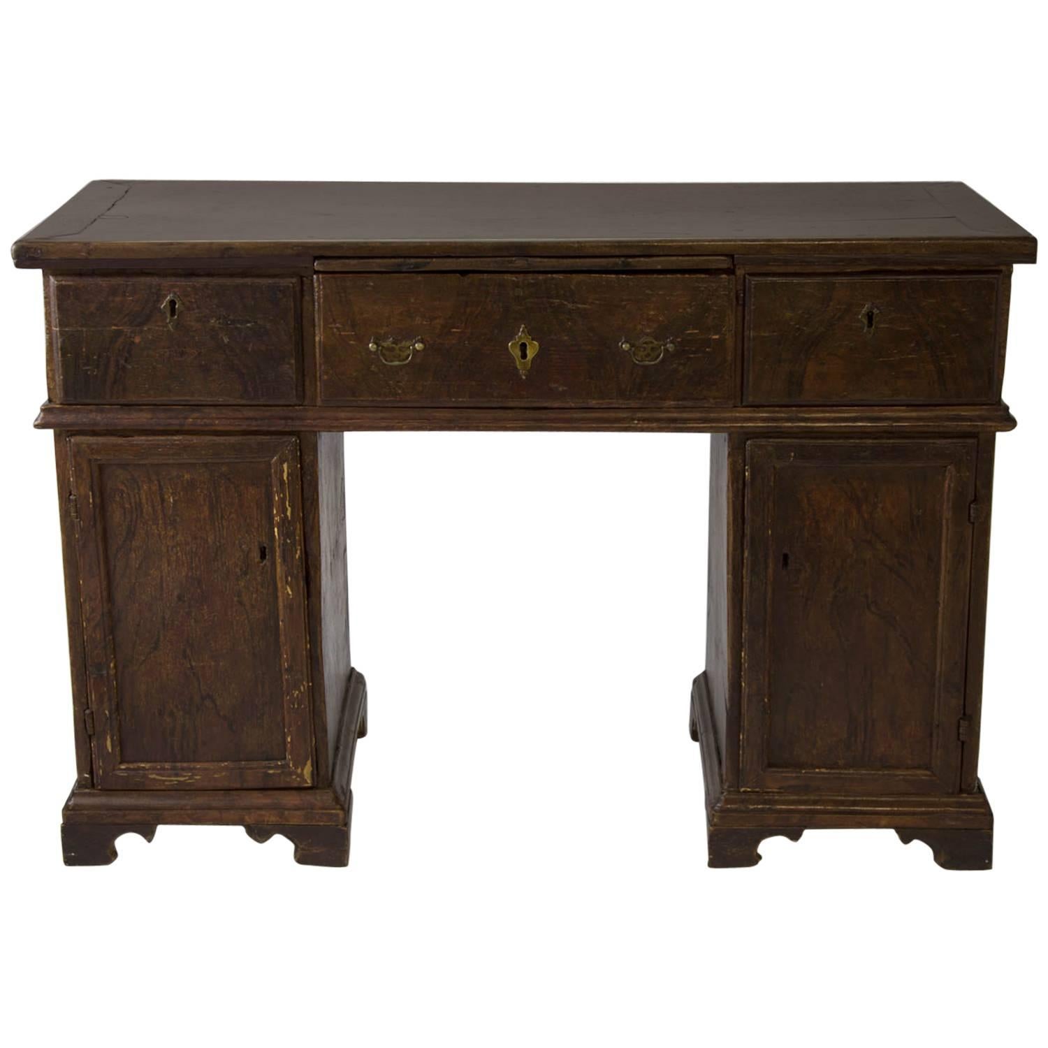 Grain-Painted English Pine Kneehole Desk from Collection of Michael S. Smith