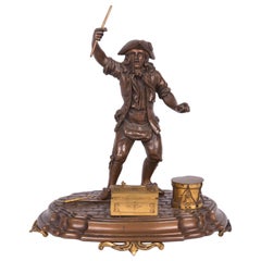 19th Century French Figural Bronze and Gilt Inkstand