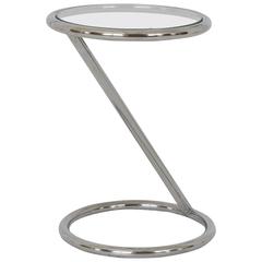 Circular Chrome Side Table in the Style of Milo Baughman, 1970s