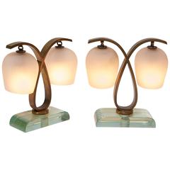 Pair of Bedside Table Lamps by Fontana Arte, 1940s