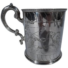 Antique English Sterling Silver Baby Cup with Classical Charioteers
