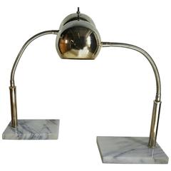 Pair of Mid-Century Modern Italian Marble and Chrome Eye Ball Lamps