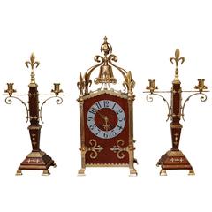 Imposing Gothic Clock Garniture