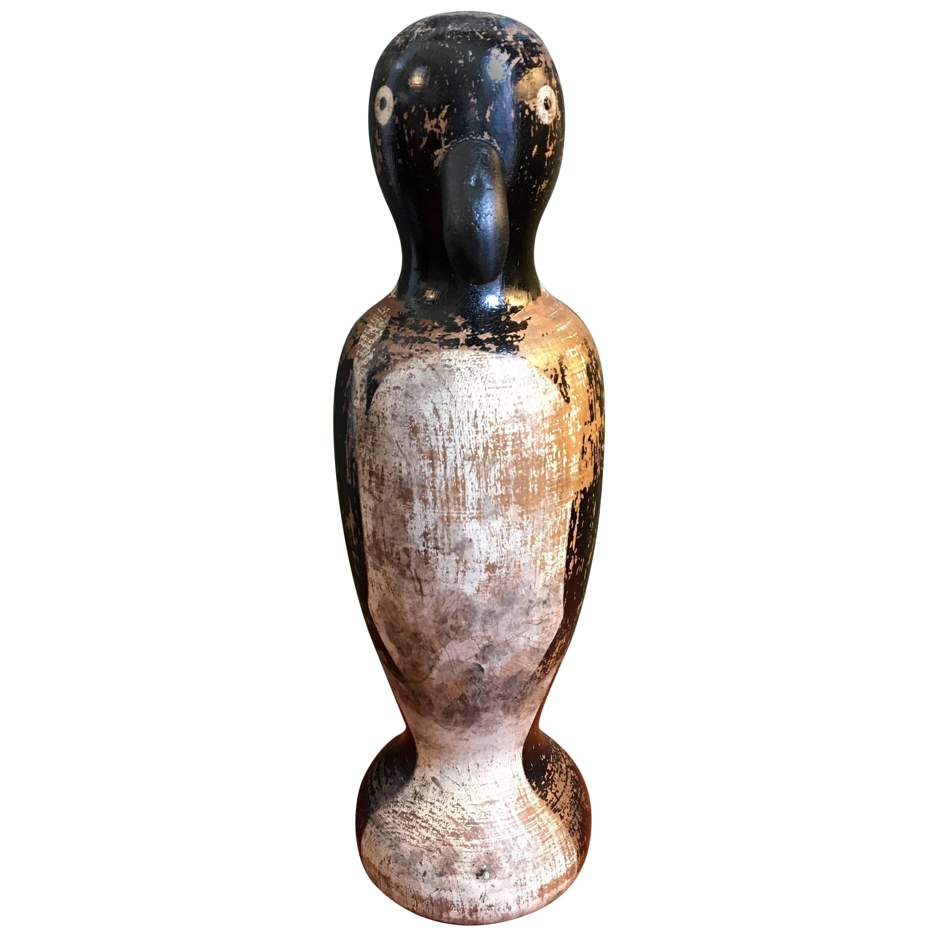 Folk Art Carved and Decorated Whimsical Penguin