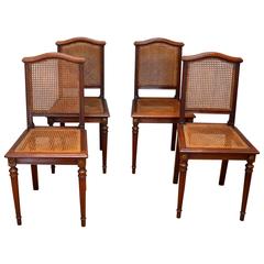 Antique Set of Four French Mahogany Chairs