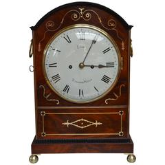 Regency Mahogany and Brass Inlay Bracket Clock