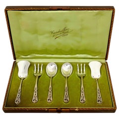 Cardeilhac French Sterling Silver 18-Karat Gold Dessert Hors D
oeuvre Set Box