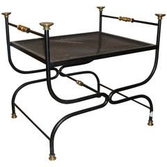 Jansen Style Savonarola Brass and Iron Bench 6