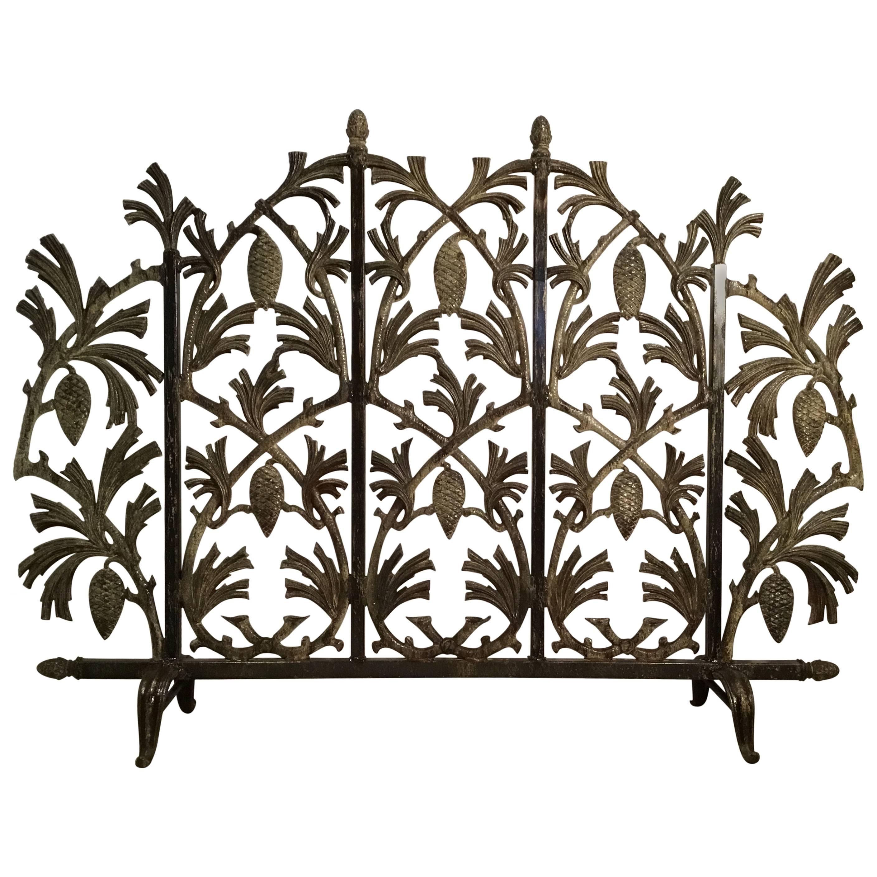 Iron Pinecone Fireplace Screen