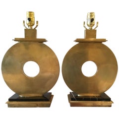 Pair of Modernist Brass Table Lamps