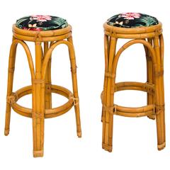 Pair of Rattan Bar or Counter Stools