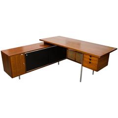 Walnut Excutive Desk with Credenza Return by George Nelson for Herman Miller