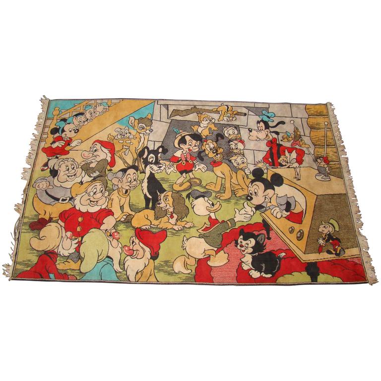 Spectacular and Whimsical Walt Disney Vintage Area Rug SATURDAY SALE at