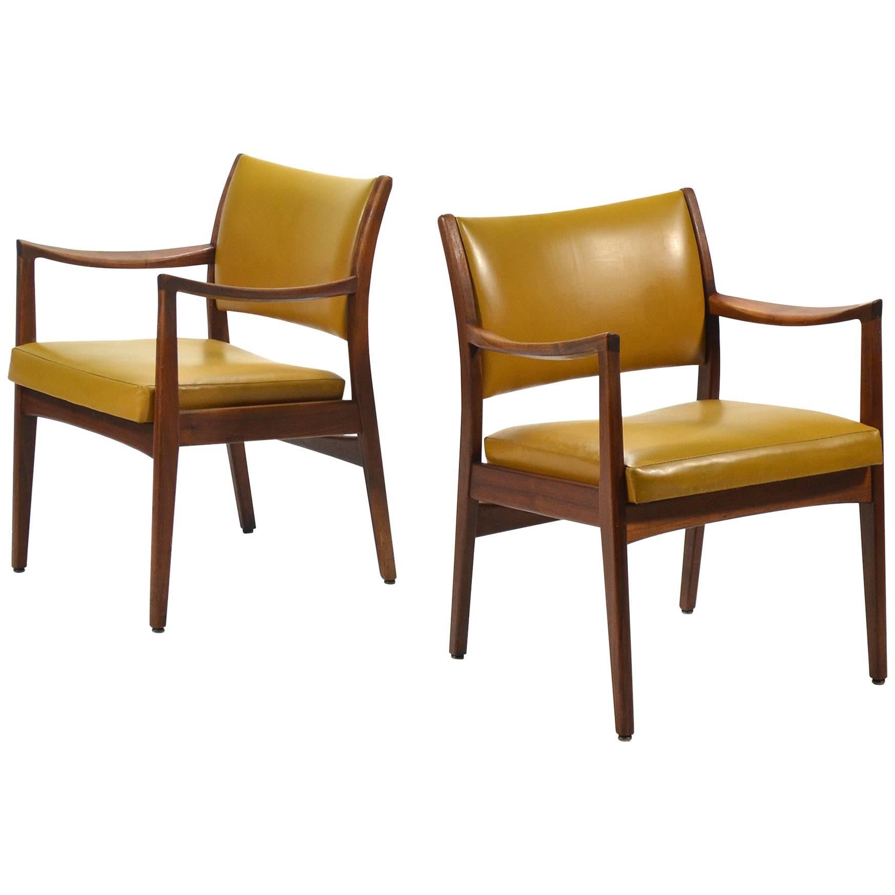Pair of Walnut Armchairs by Johnson Chair Co. For Sale