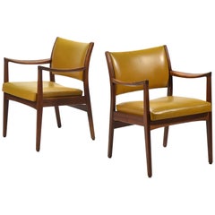 Vintage Pair of Walnut Armchairs by Johnson Chair Co.