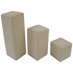 Three Rectangular Upholstered Pedestal Display Pieces 8